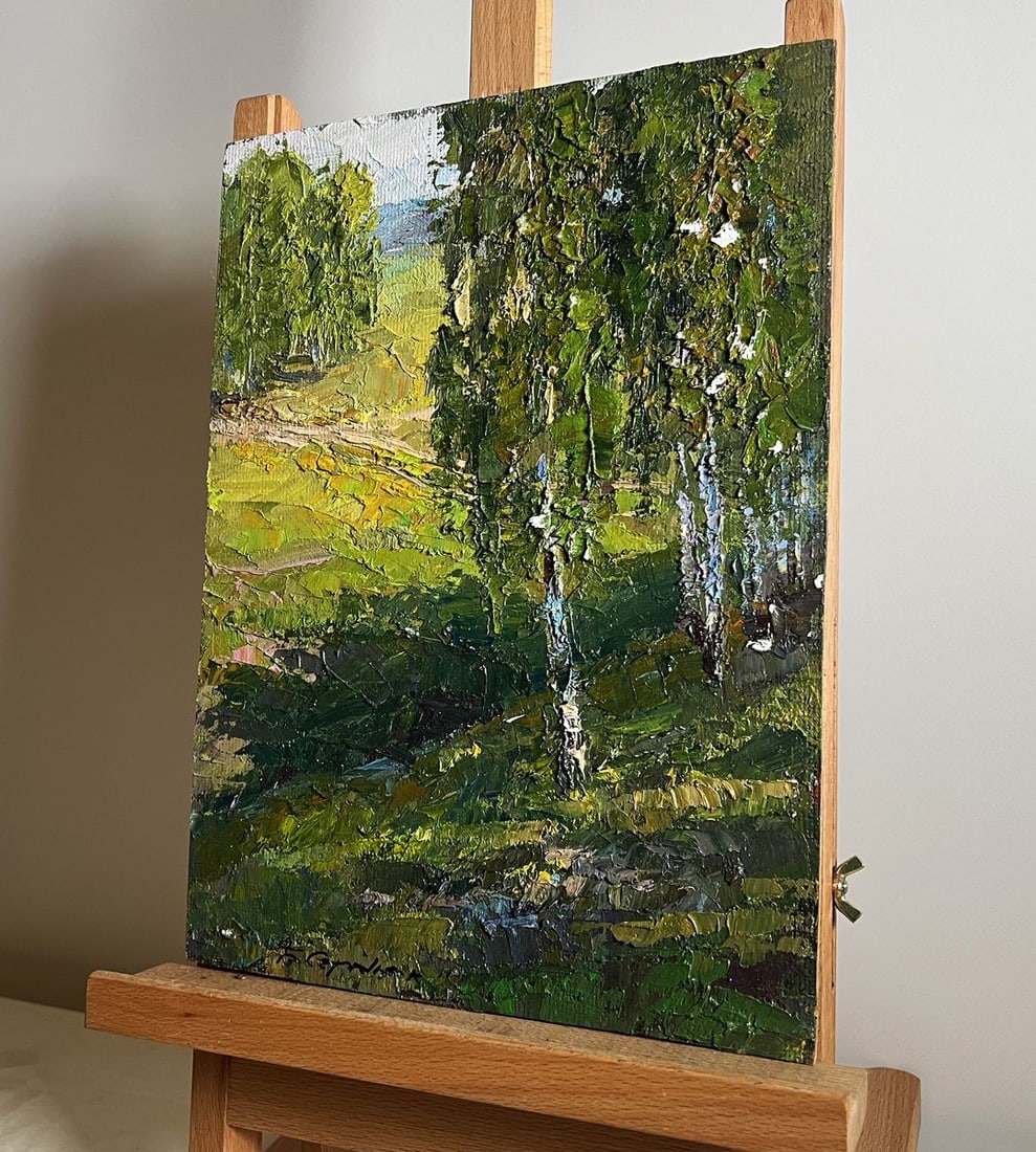 Oil painting Sunny day in the birch forest Boris Serdyuk - 2