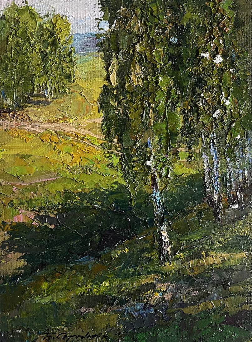 Oil painting Sunny day in the birch forest Boris Serdyuk - 3