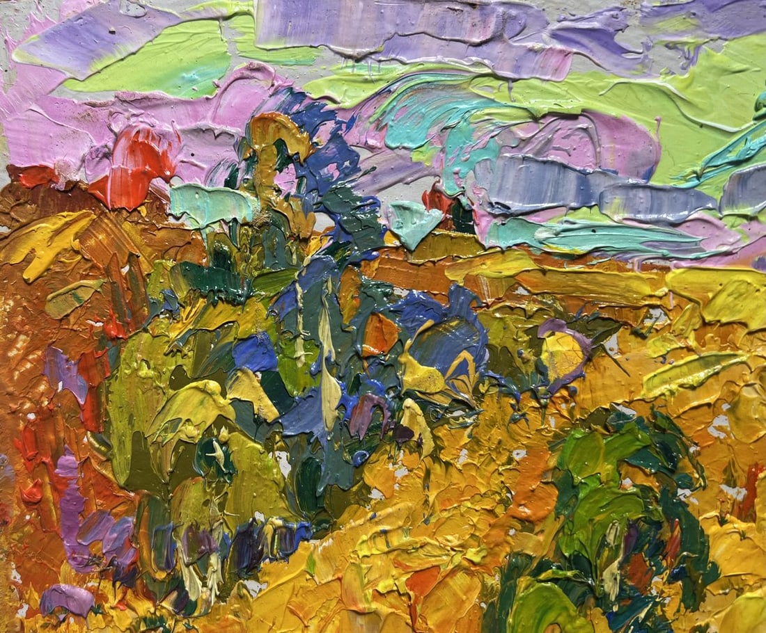 Oil painting Golden field among trees Alex Kalenyuk - 4