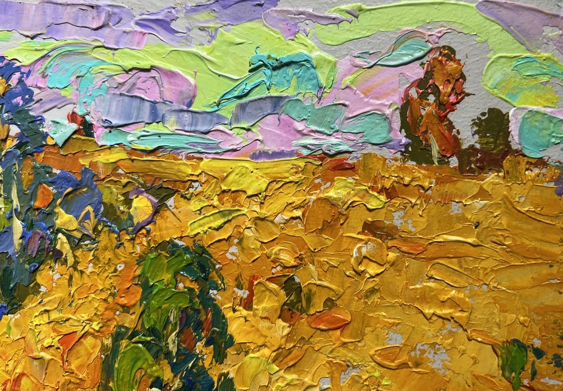 Oil painting Golden field among trees Alex Kalenyuk - 5