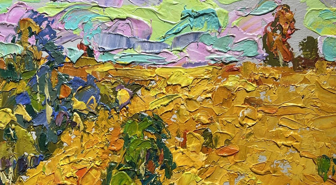 Oil painting Golden field among trees Alex Kalenyuk - 7