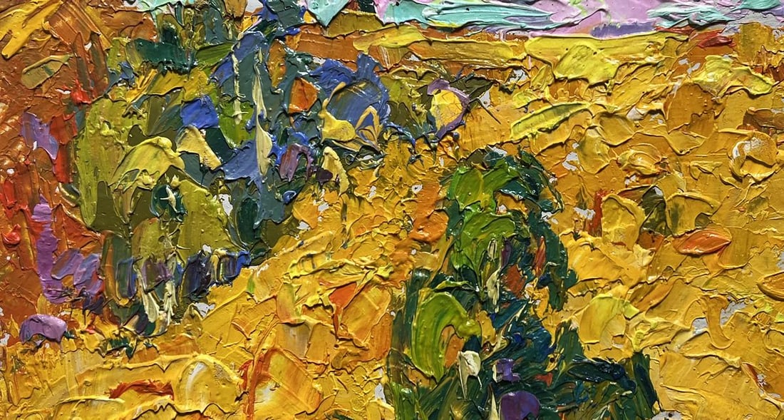Oil painting Golden field among trees Alex Kalenyuk - 8