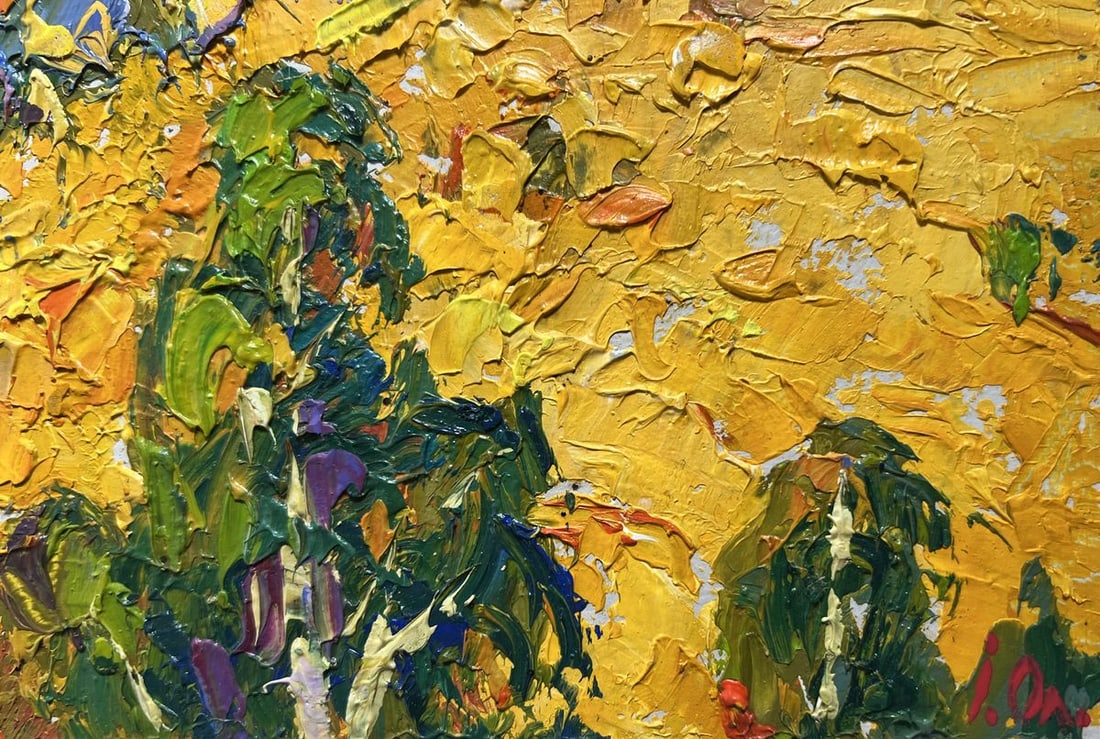 Oil painting Golden field among trees Alex Kalenyuk - 9