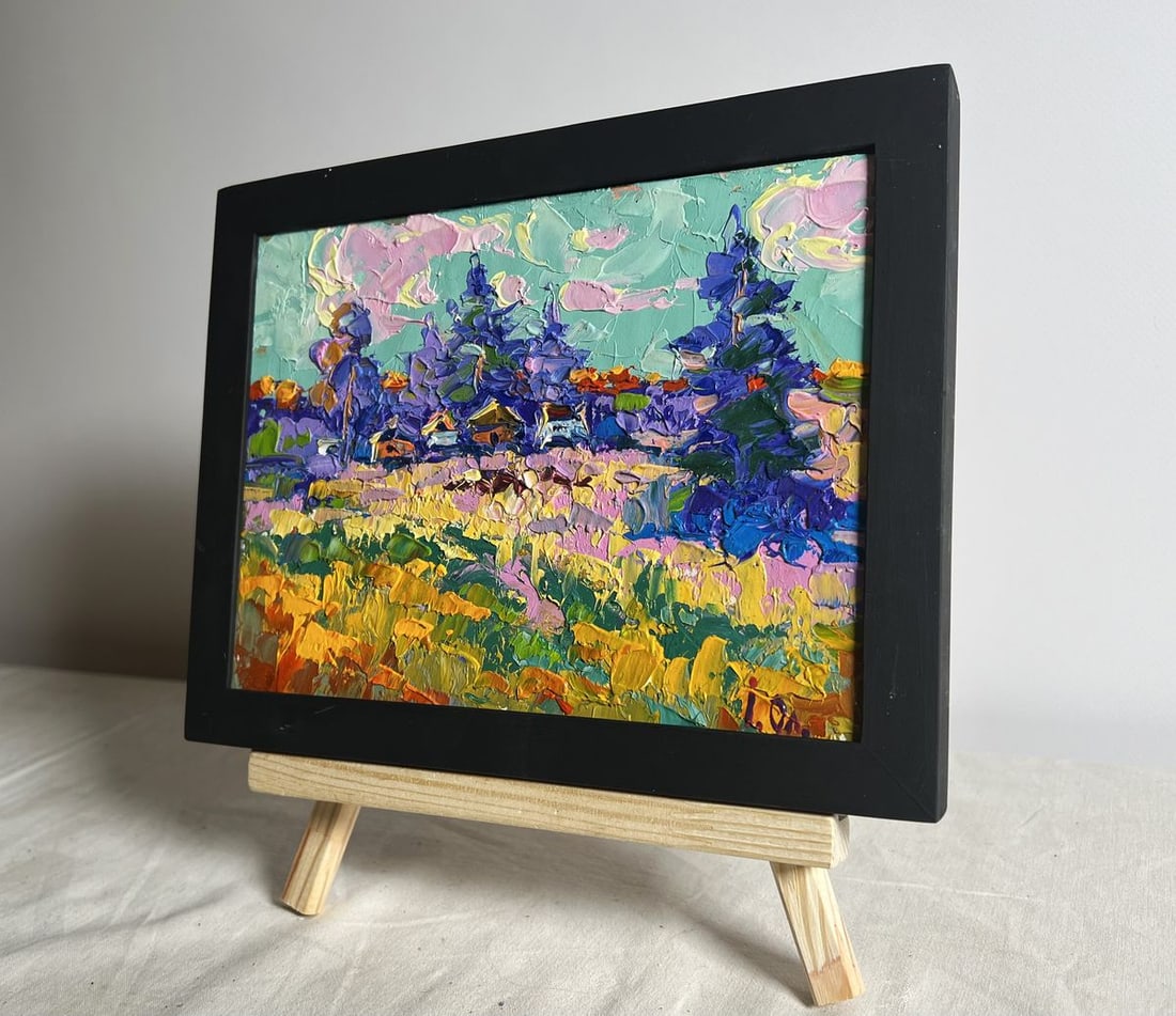 Oil painting Village in the shade of trees Alex Kalenyuk - 2