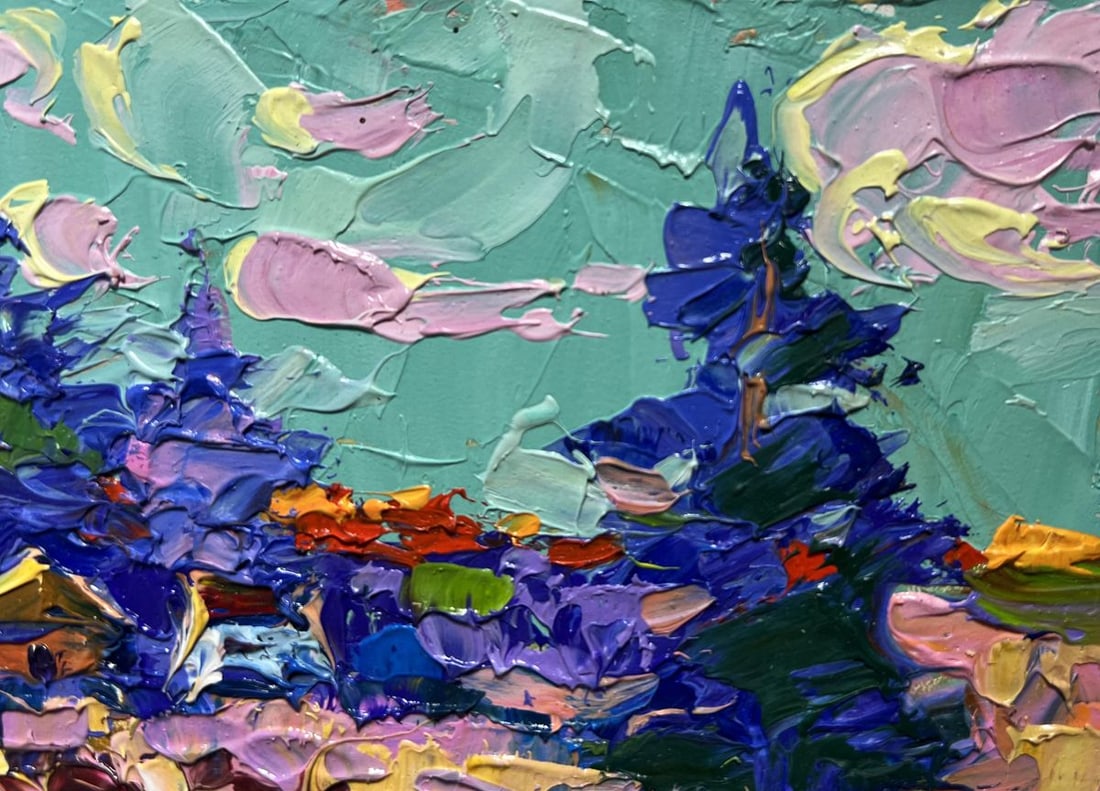 Oil painting Village in the shade of trees Alex Kalenyuk - 5