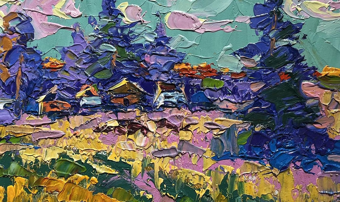 Oil painting Village in the shade of trees Alex Kalenyuk - 8