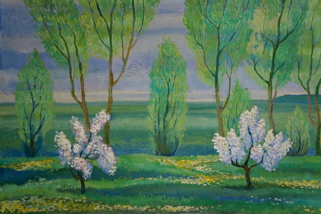 Oil painting Green landscape Daniil Georgievich Narbut - 2