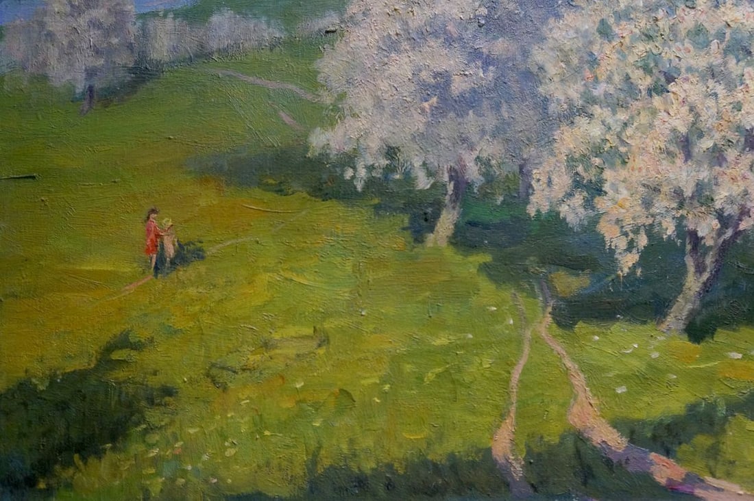 Oil painting Trees are blooming - 3