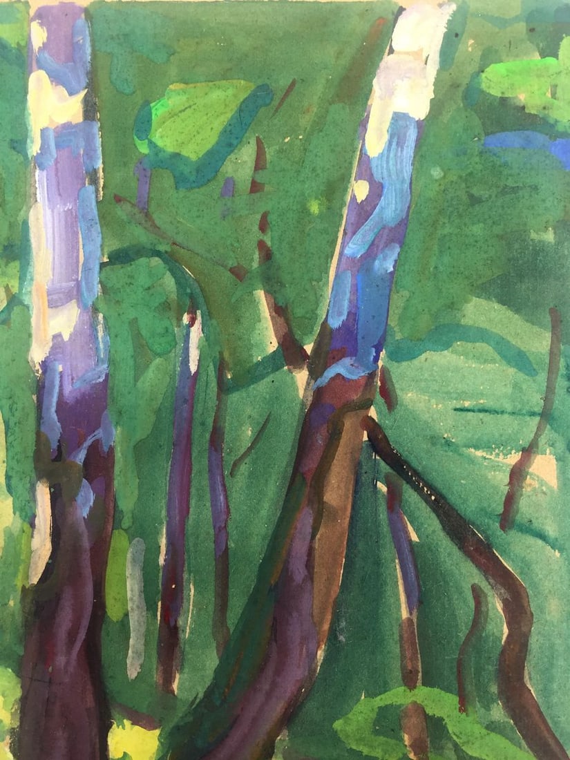 Oil painting Birch Grove original picture painter - 4