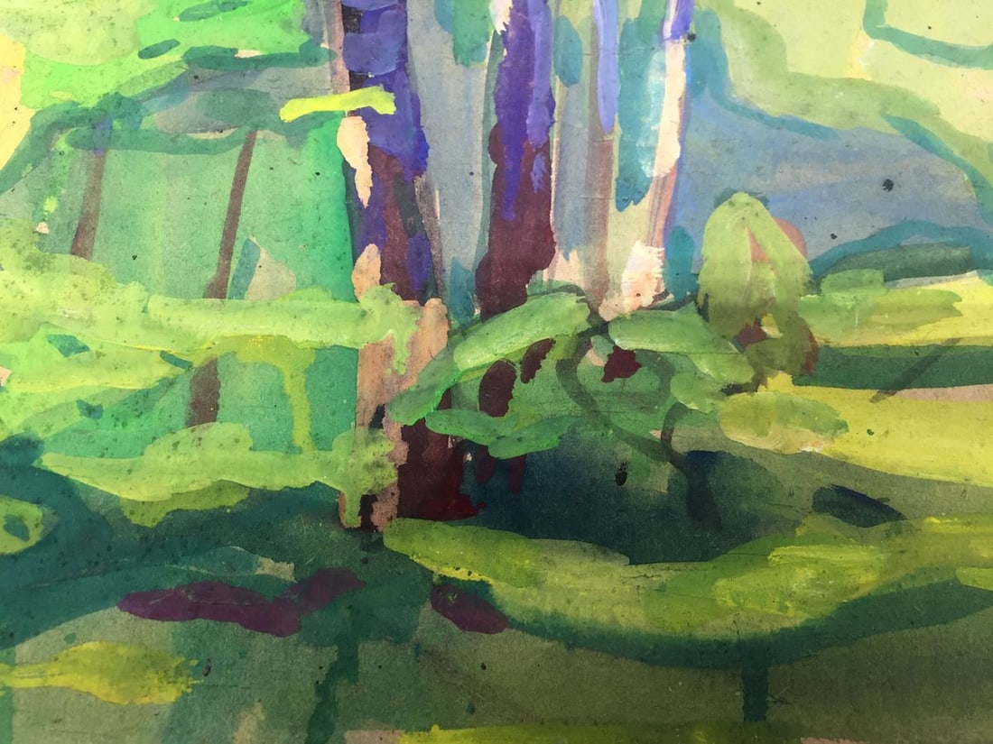 Oil painting Birch Grove original picture painter - 6