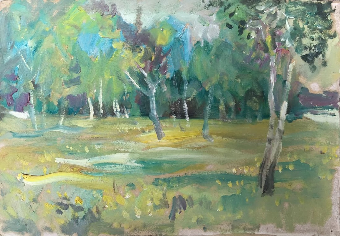 Oil painting Forest landscape Unknown artist: Title: Oil painting Forest landscape Unknown artist Description: NoAAA2082 If you're looking for a breathtaking oil painting that will transport you to another world, then look no further than "Forest