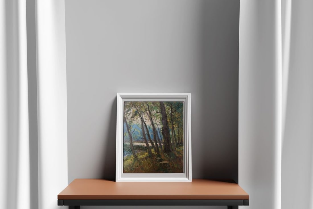 Oil painting Walk in the woods Unknown artist - 3