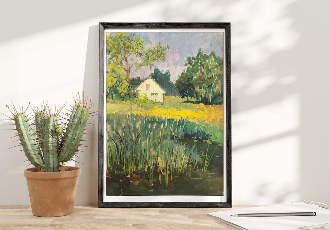 Tempera painting Dandelions have blossomed Wihyrovskii Victor - 3