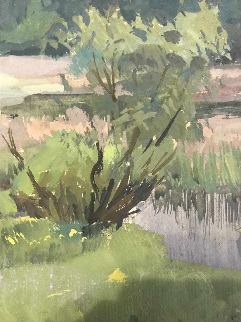 Tempera painting Spring landscape Wihyrovskii Victor - 10