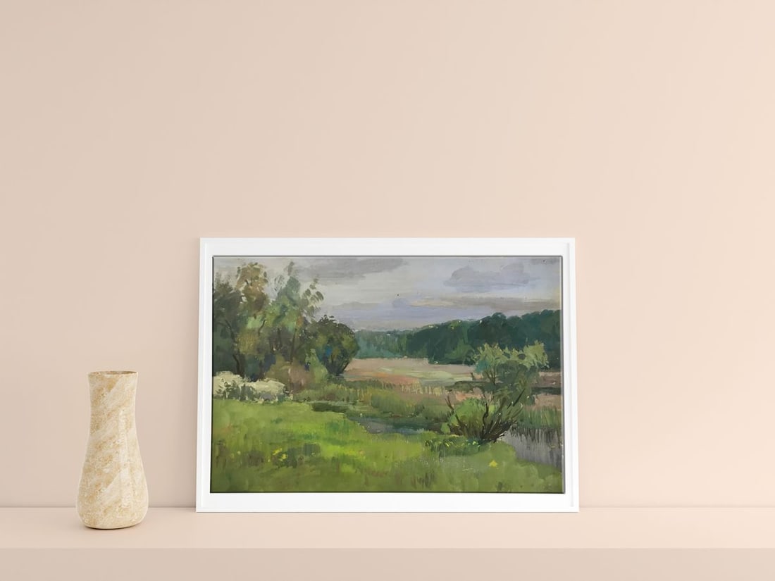 Tempera painting Spring landscape Wihyrovskii Victor - 2