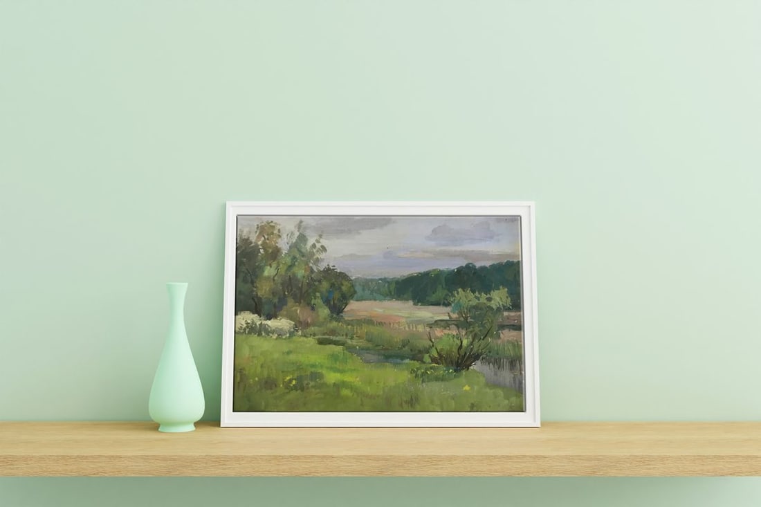 Tempera painting Spring landscape Wihyrovskii Victor - 3