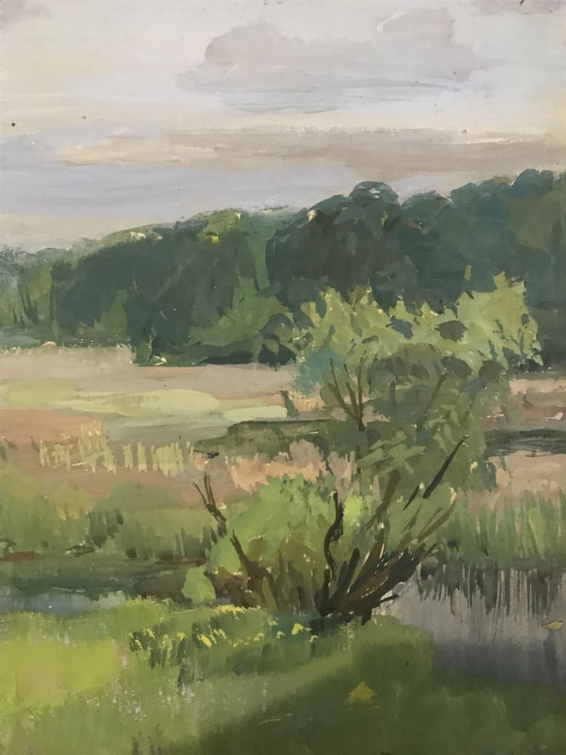 Tempera painting Spring landscape Wihyrovskii Victor - 7