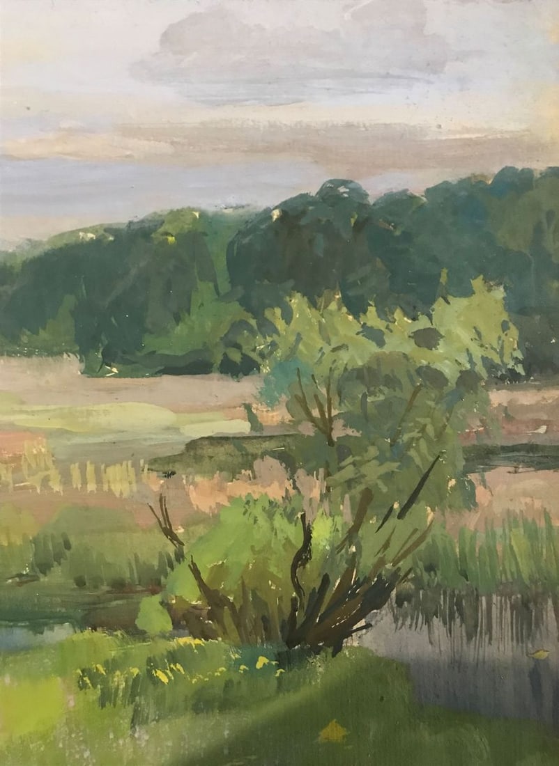 Tempera painting Spring landscape Wihyrovskii Victor - 8