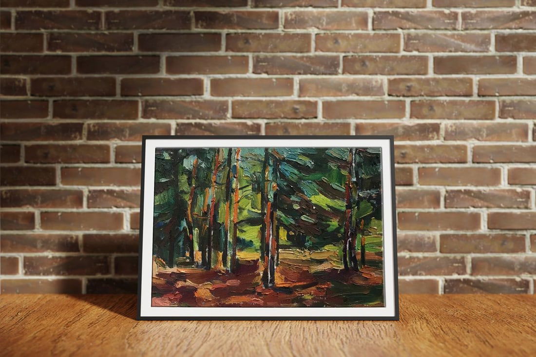 Oil painting Evening in the forest Peter Tovpev - 2