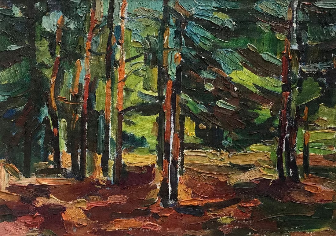Oil painting Evening in the forest Peter Tovpev - 4