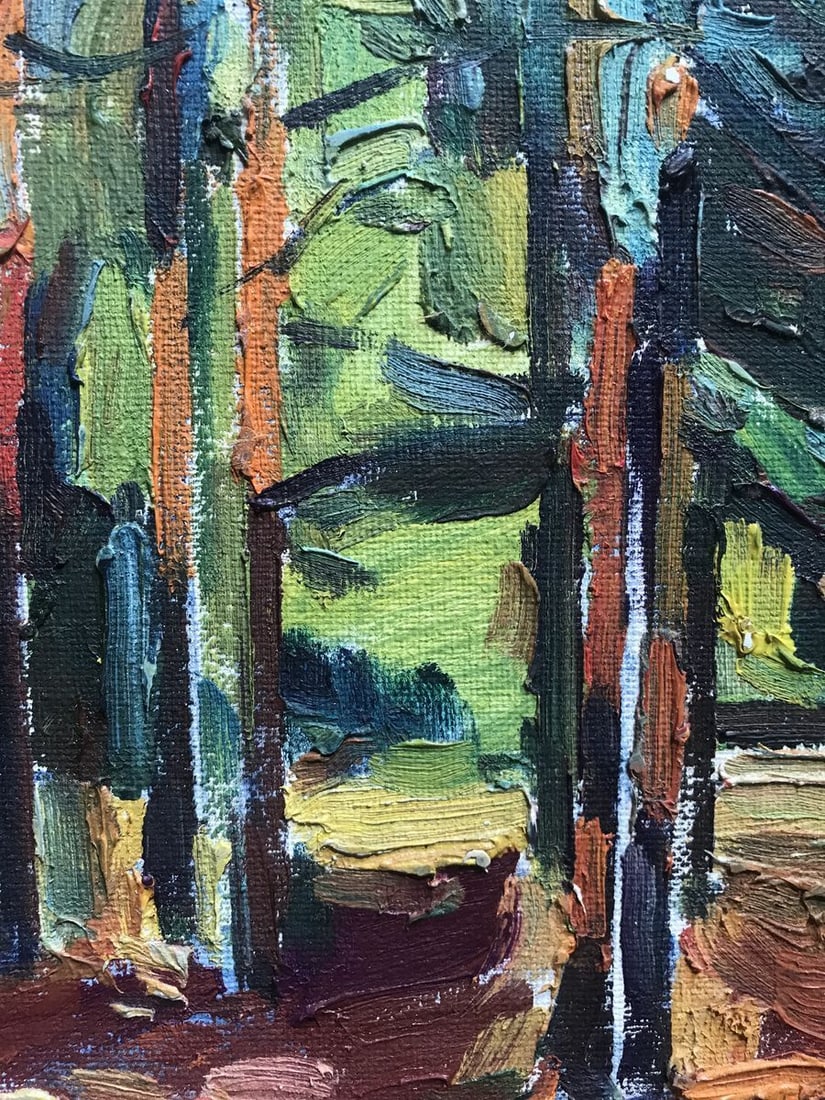 Oil painting Evening in the forest Peter Tovpev - 8