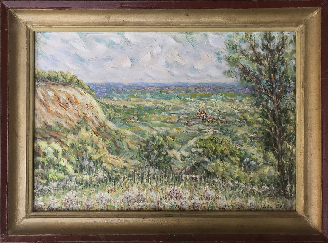 Oil painting Lebedinsky region Shapoval Ivan Leontyevich: Title: Oil painting Lebedinsky region Shapoval Ivan Leontyevich Description: NoAAA3012"Lebedinsky District" is a captivating oil painting that depicts a serene landscape with a rich sense of tranquili