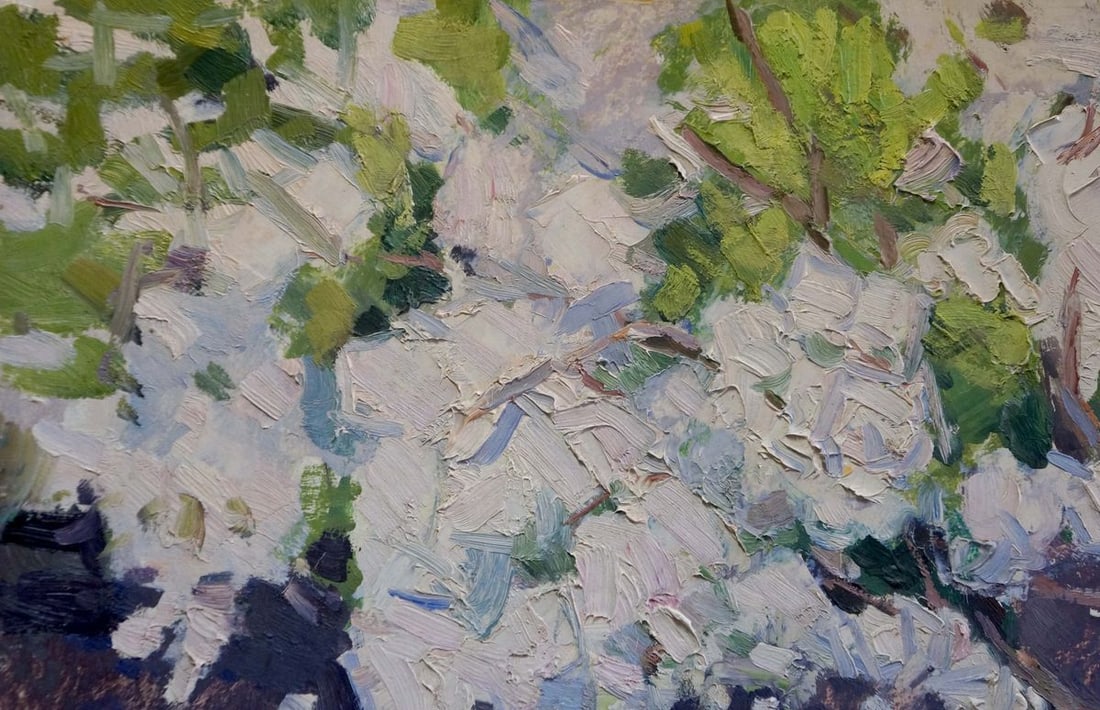 Oil painting Apple tree blossoms Trypilsky - 3