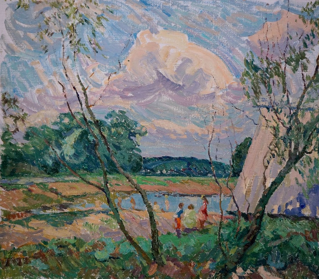 Oil painting Children on the shore Sevastyanov Viktor Grigorievich: Title: Oil painting Children on the shore Sevastyanov Viktor Grigorievich Description: NoVerns 1022 *** ABOUT THIS PAINTING *** * TITLE: "Children on the shore" * ARTISTS: Sevastyanov Viktor