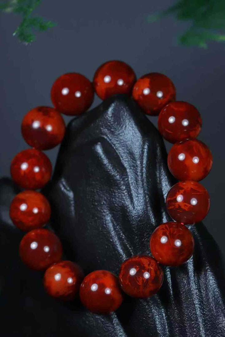 17mm Nanhong Agate Beads Hand Chain Bracelet Bangle w Certificate - 2