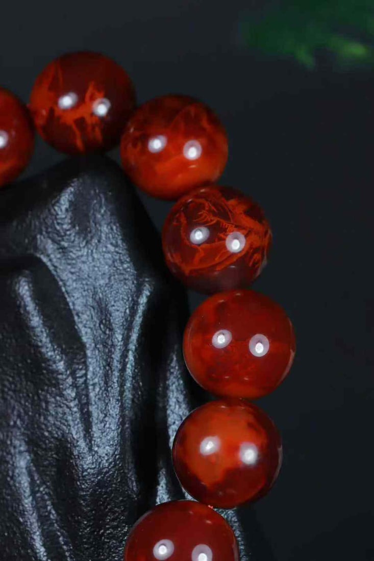 17mm Nanhong Agate Beads Hand Chain Bracelet Bangle w Certificate - 3