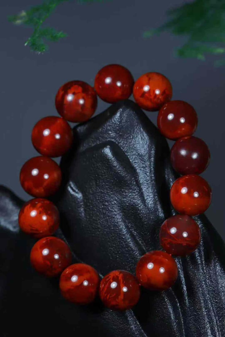 17mm Nanhong Agate Beads Hand Chain Bracelet Bangle w Certificate - 4