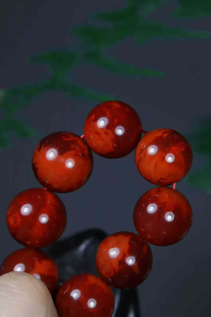 17mm Nanhong Agate Beads Hand Chain Bracelet Bangle w Certificate - 5