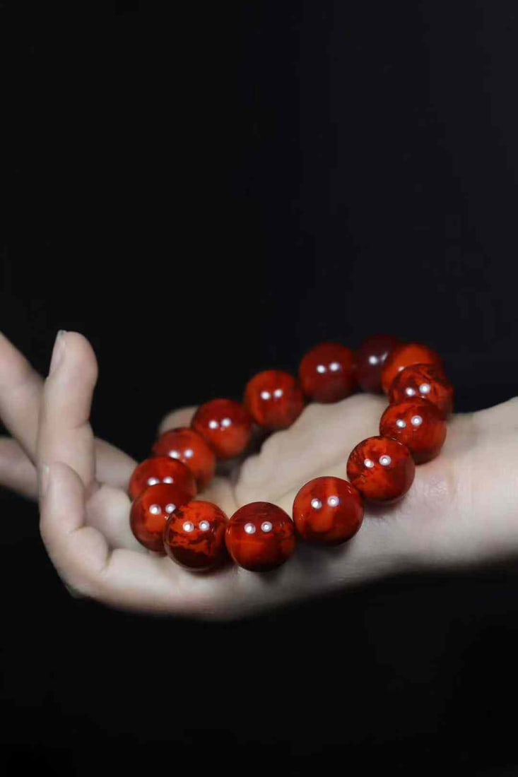 17mm Nanhong Agate Beads Hand Chain Bracelet Bangle w Certificate - 8