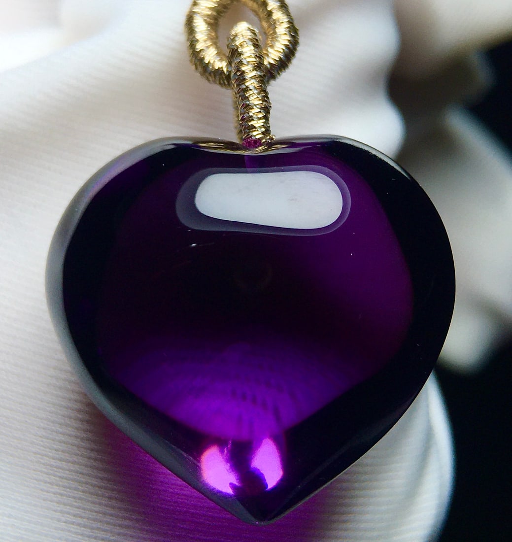 Amethyst Heart-shaped Pendant & Amethyst Necklace w Certificate - 7