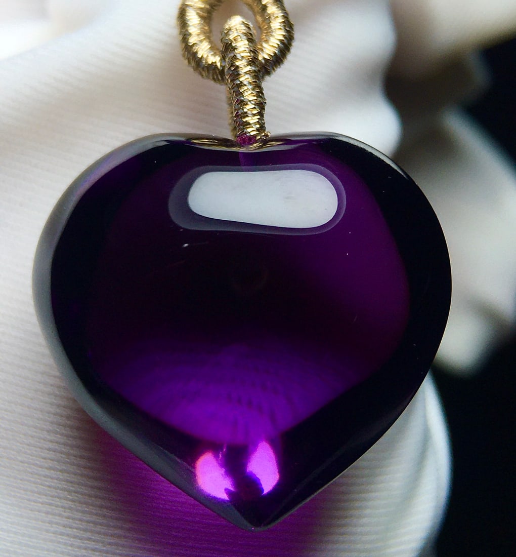 Amethyst Heart-shaped Pendant & Amethyst Necklace w Certificate - 8