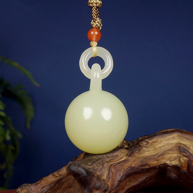Hetian Jade Lucky Ball Pendant w Certificate - 3