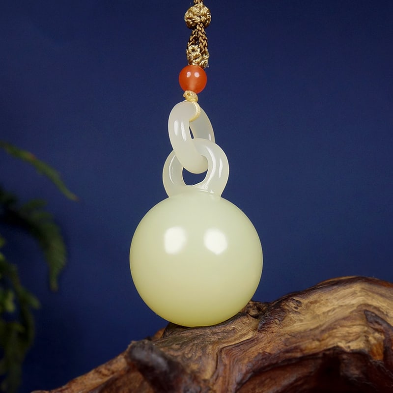Hetian Jade Lucky Ball Pendant w Certificate - 4