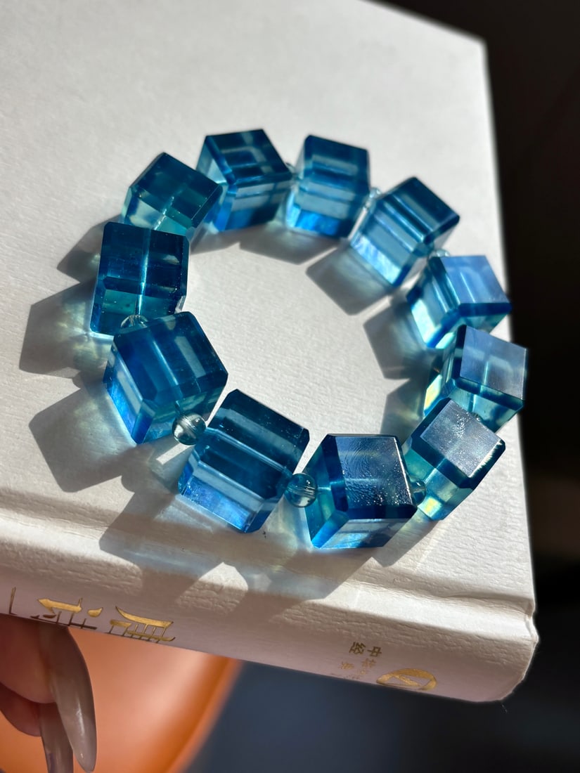 Natural Aquamarine Bracelet Bangle w Certificate - 3