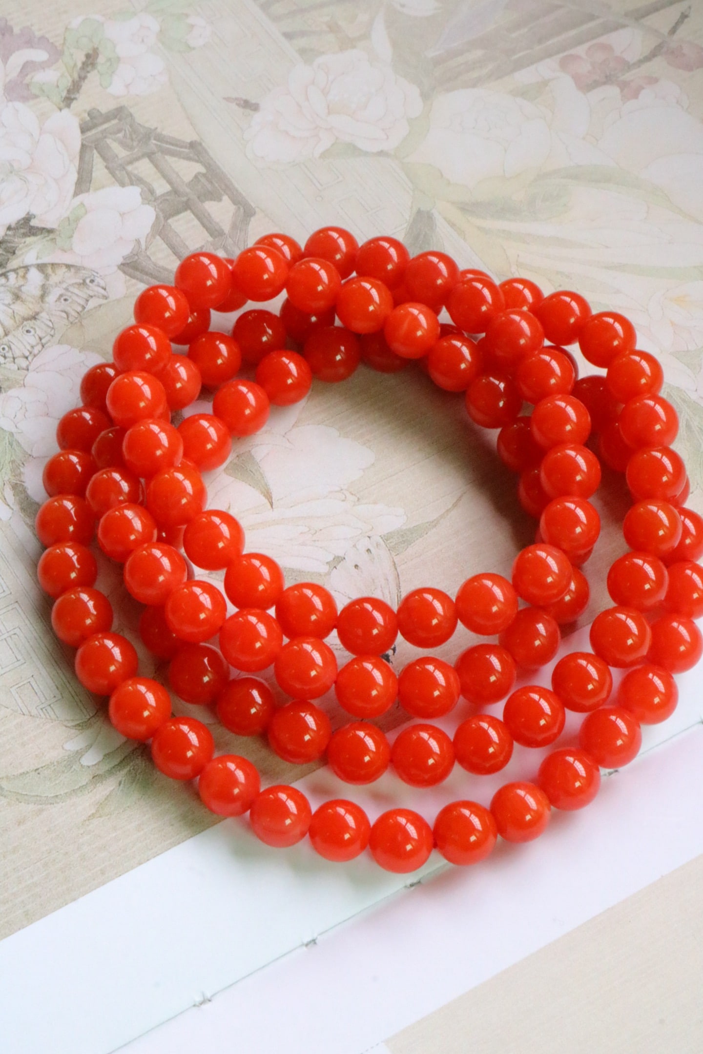 8.8mm Nanhong Agate Beads Hand Chain w Certificate - 2