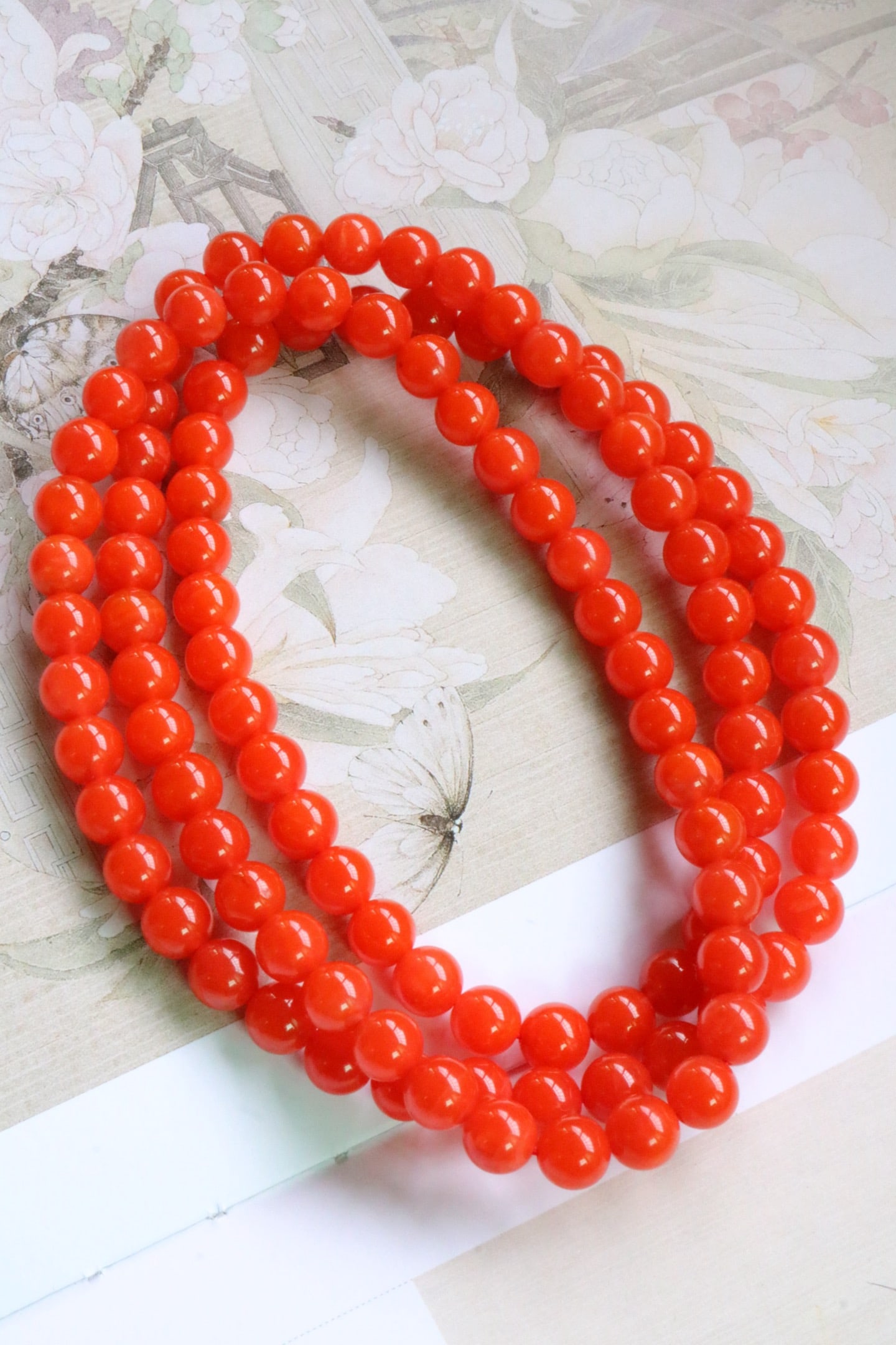 8.8mm Nanhong Agate Beads Hand Chain w Certificate - 4