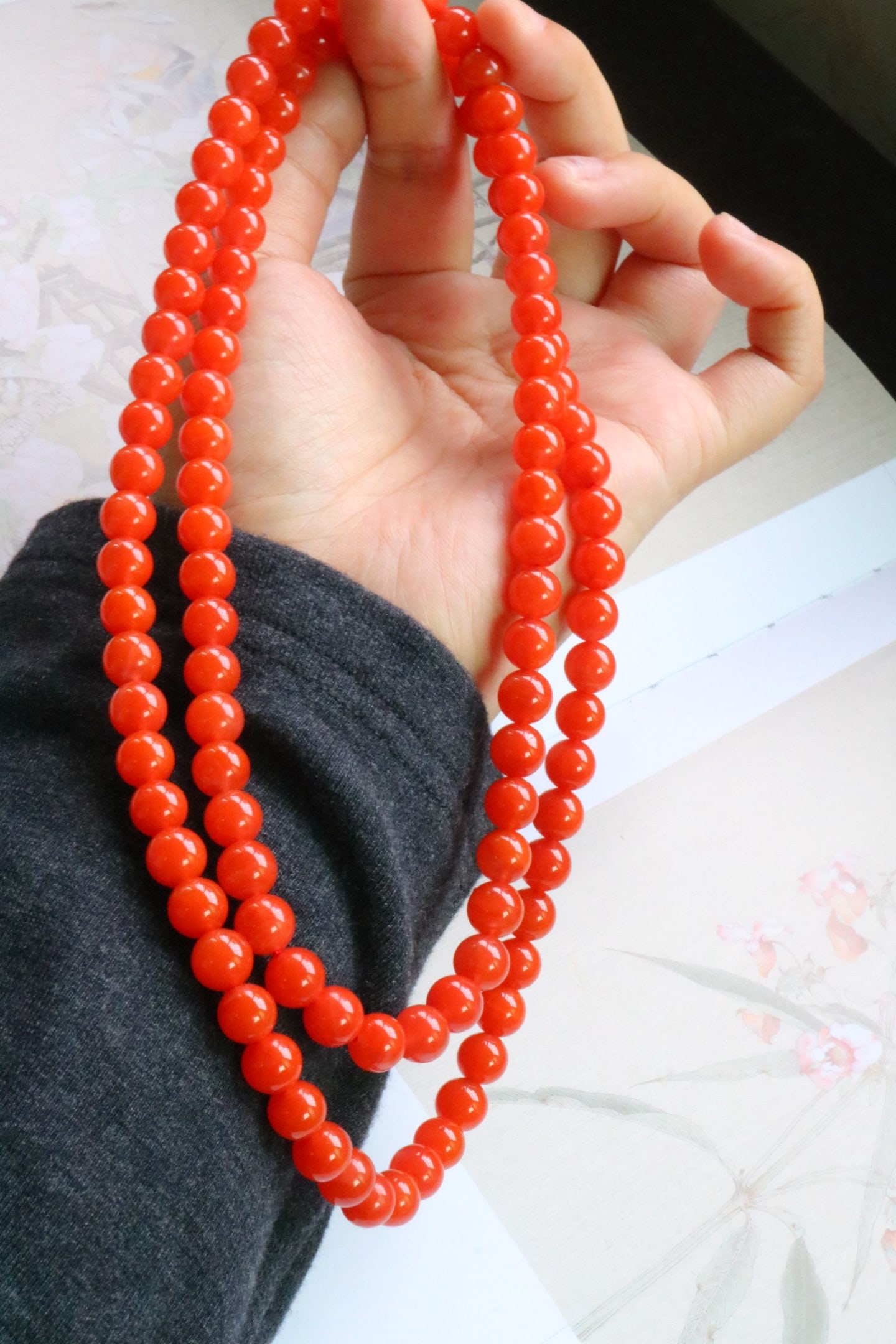 8.8mm Nanhong Agate Beads Hand Chain w Certificate - 5