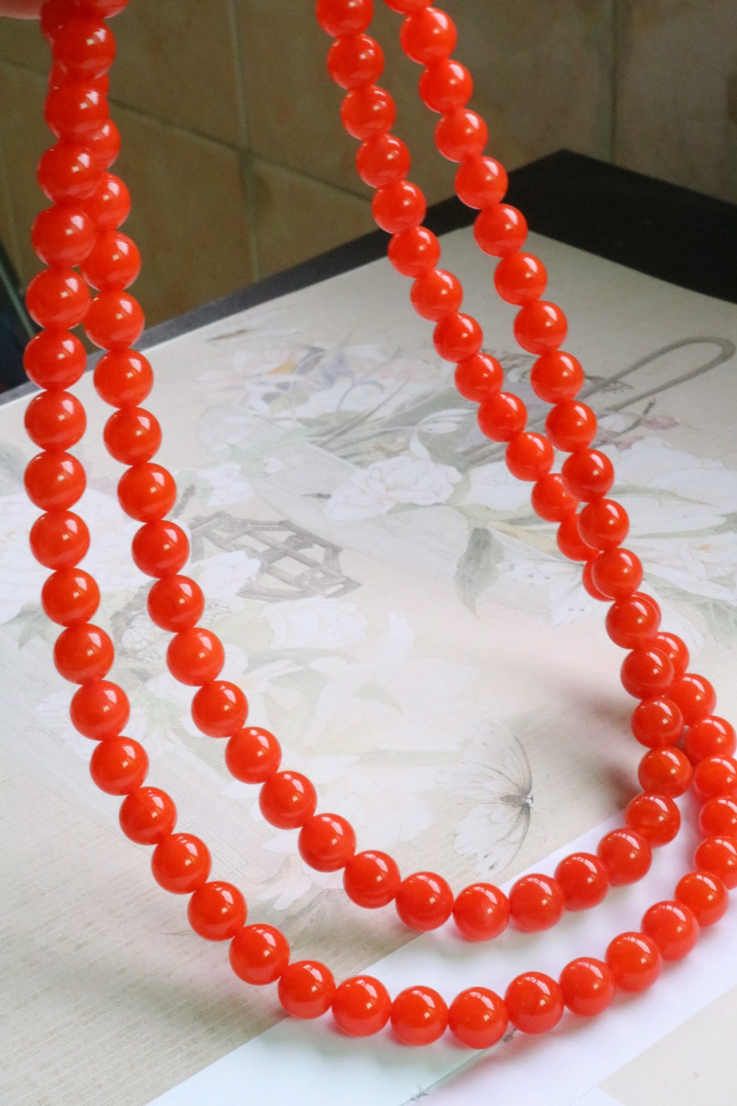 8.8mm Nanhong Agate Beads Hand Chain w Certificate - 6