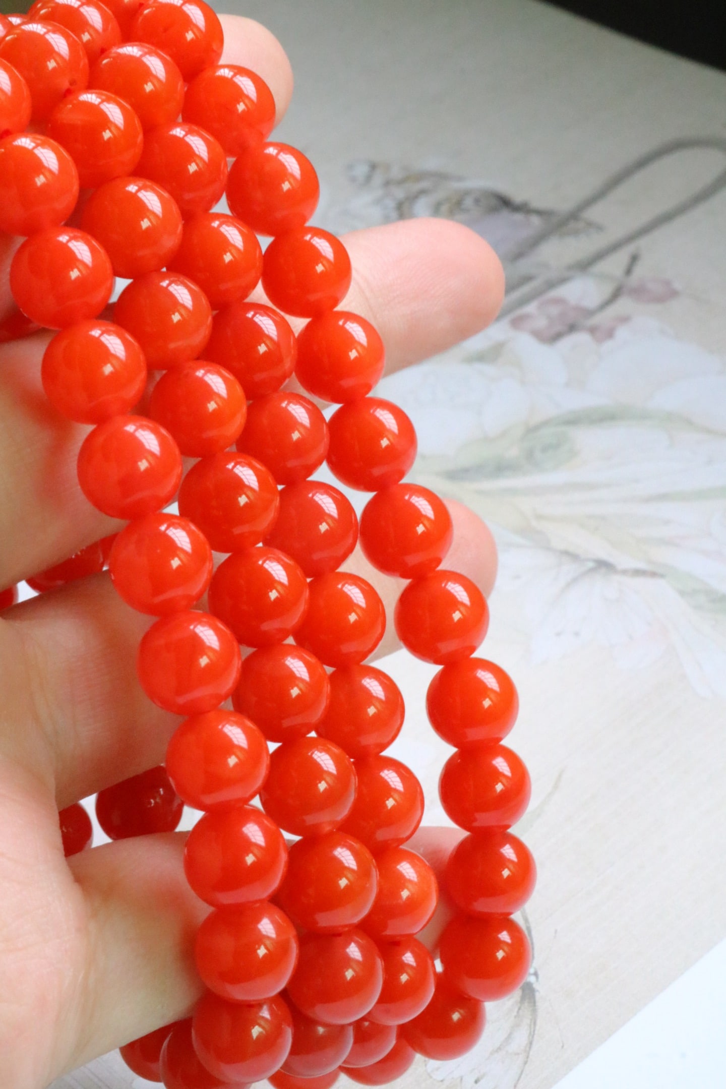8.8mm Nanhong Agate Beads Hand Chain w Certificate - 7