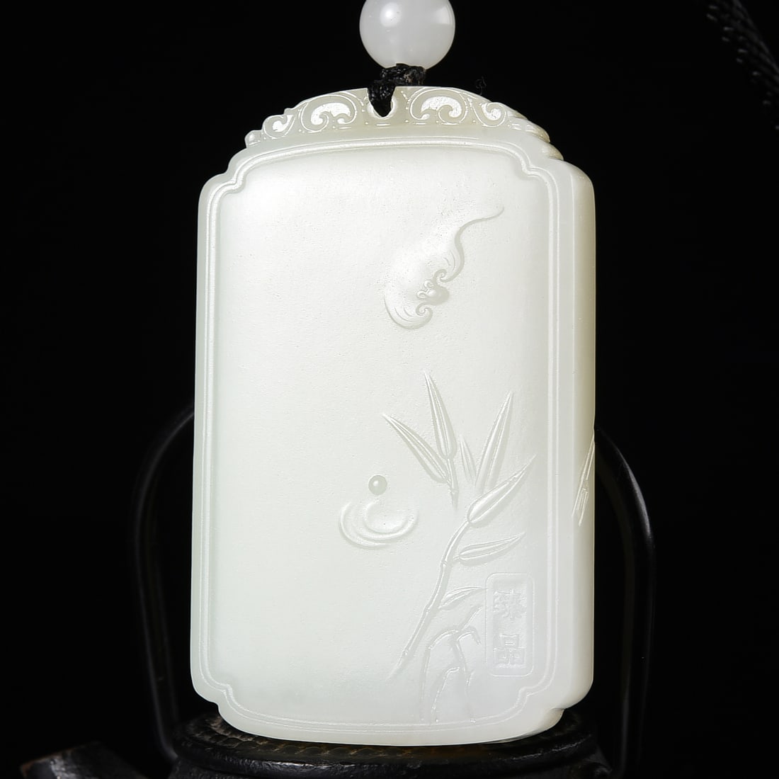 Hetian Jade Hand-carved Samantabhadra & Elephant Pendant w Certificate - 3