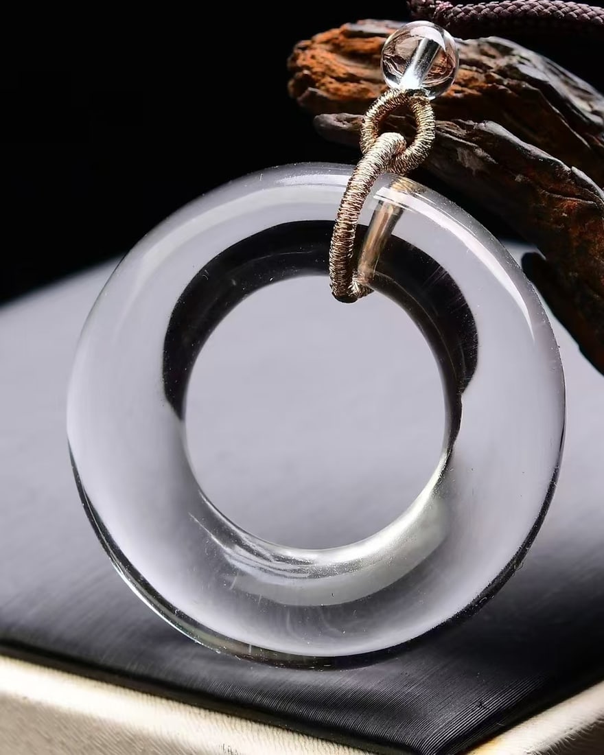 White Crystal Lucky Pendant w Certificate - 2