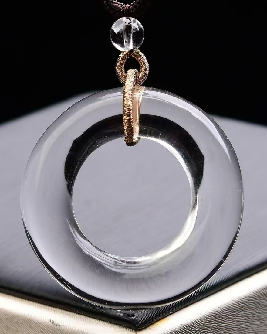 White Crystal Lucky Pendant w Certificate - 3