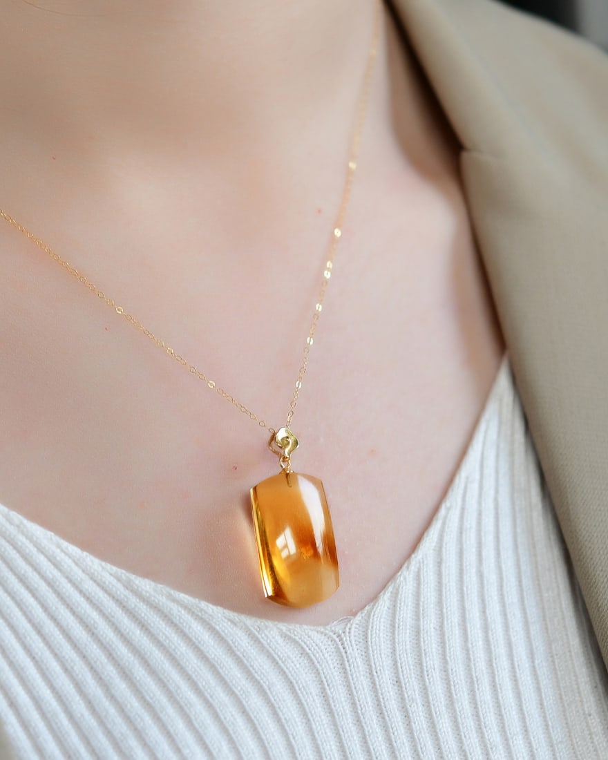 S925 Silver Inlay Yellow Citrine Pendant w Certificate - 4