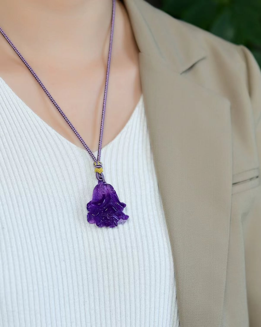 Amethyst Pendant - Fortune Cabbage - 6
