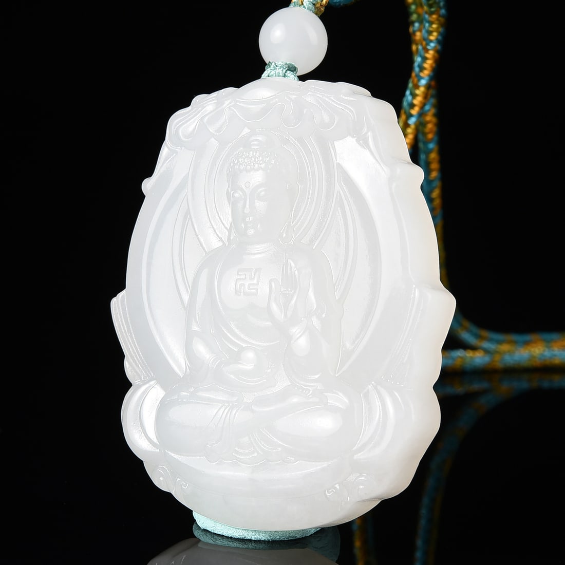White Hertian Jade Pendant - Buddha - 2