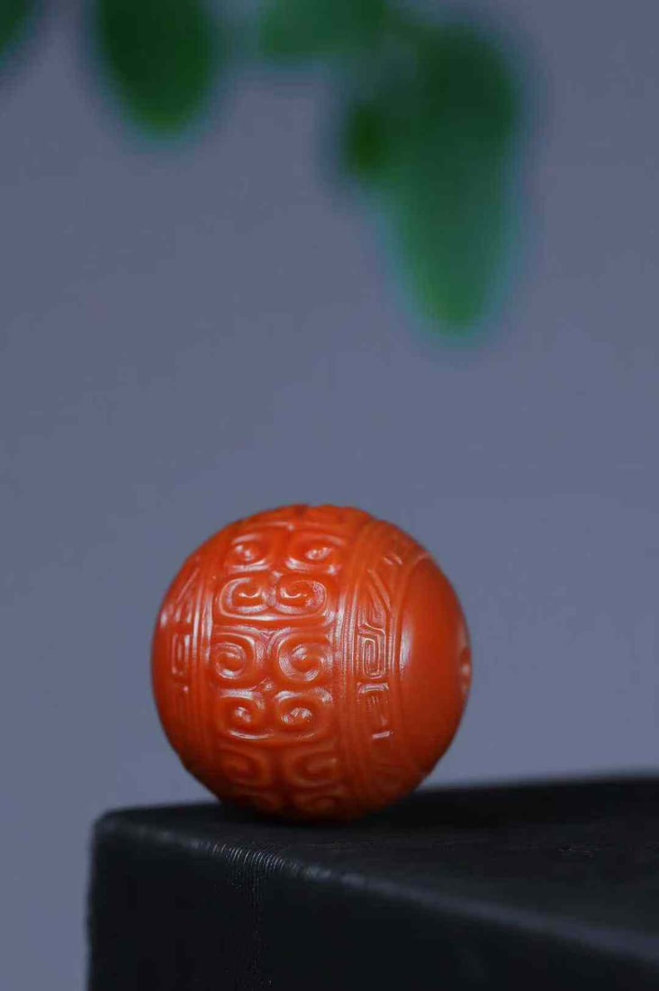 Nanhong Agate Bead Pendant w Certificate - 2